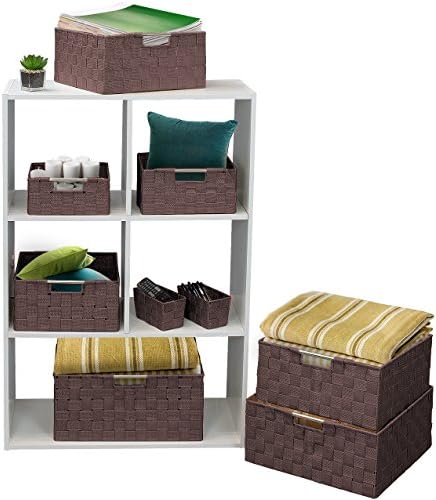 Sorbus Set of 9 Storage Baskets for Organizing, Mesh Hand-Woven Design, Linen Closet Organizers and Storage, Organizer Storage Baskets for Shelves, Variety Pack Organizers and Storage (Chocolate)