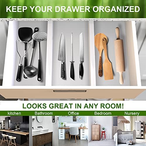 ANTOWIN 6Pcs Expandable Bamboo Drawer Dividers, Fits 17.6-21.6" Drawers