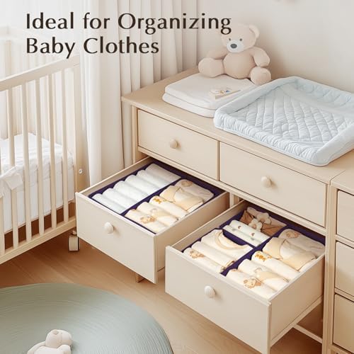 DIMJ Drawer Organizers Clothes, Set of 8 Dresser Organizer Bins, Fabric Closet Organizers and Storage, Shallow Drawer Di