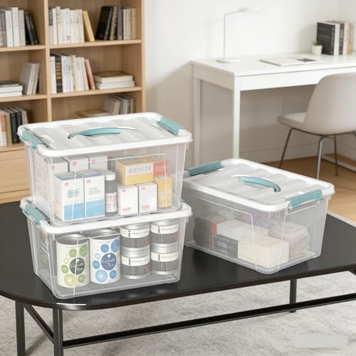 8-Pack Stackable Clear Storage Bins with Lids, 14-Qt Storage Box