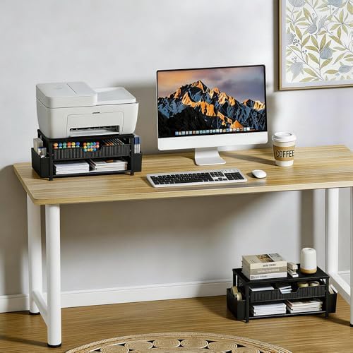 Printer Stand for Desk, Desktop Printer Shelf for Home Office, Black