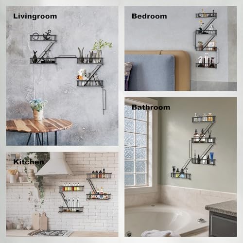 SweetSage Fire Escape Wall Shelf 4 Tier - NYC Decorative Floating Shelf Black Metal Book Shelves for Home Office Apartme