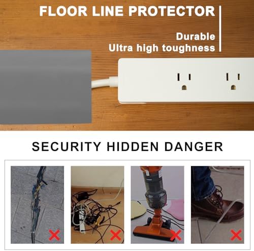 10Ft Floor Cord Cover Gray Silicone Cable Protector Easy to Install Wire Organizer and Hider for Home, Office, Garage (G