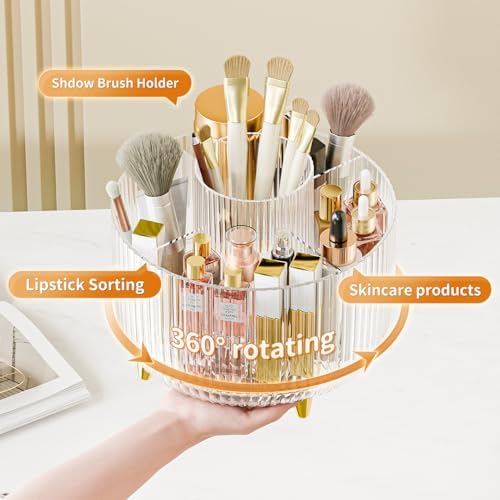 fanado 360° Rotate Makeup Brush Holder Organizer, Makeup Organizers Countertop, Makeup organization and Skincare Storage