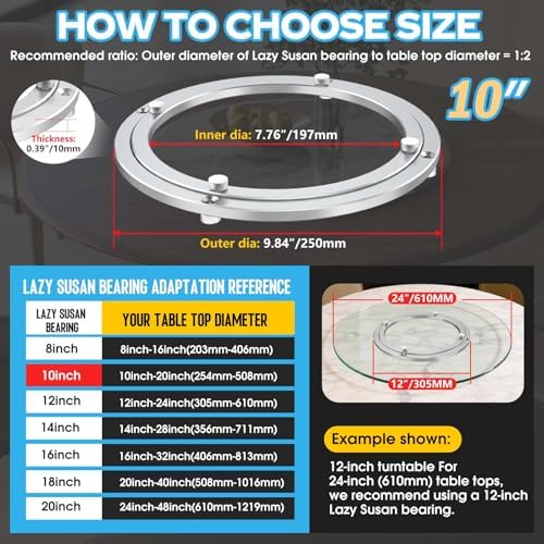 Lazy Susan Hardware 10 Inch Heavy Duty Turntable Bearing Swivel Base Kit