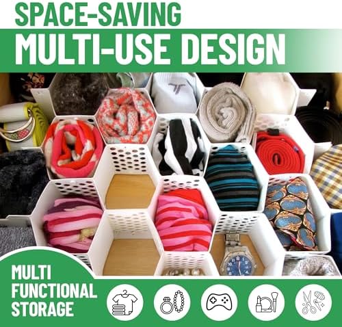 Evelots 8-Pack Honeycomb Drawer Organizers, 224 Cells, Expandable, White