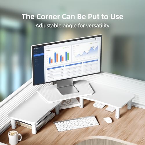 Dual Monitor Stand For Desk,Adjustable Height Long Wood Computer Riser
