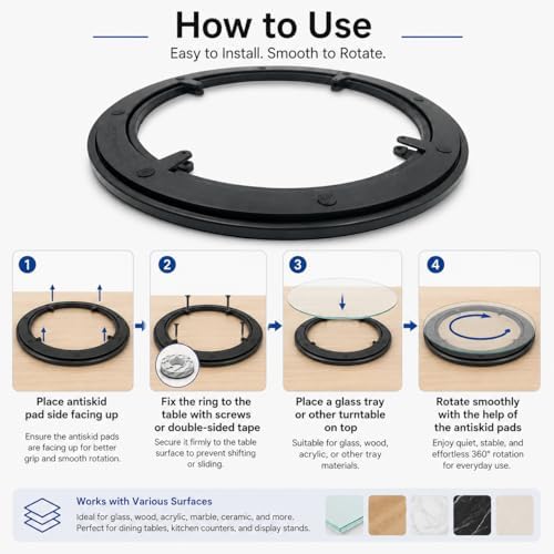 Heavy Duty Lazy Susan Hardware,10 Inch Plastic Rotating Turntable Bearing Swivel with Steel Ball Bearings, Round Table S