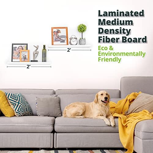 Picture Shelf, Greenco Set of 2 Wall Mounted Photo Ledge Floating Shelves for Bedroom, Living Room, Kitchen, Bathroom, N
