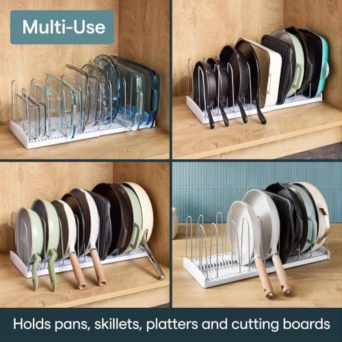 YouCopia StoreMore Expandable Cookware Rack with Tall Steel Wires, 12.5"-21.5" Wide Adjustable Pan Organizer for Kitchen