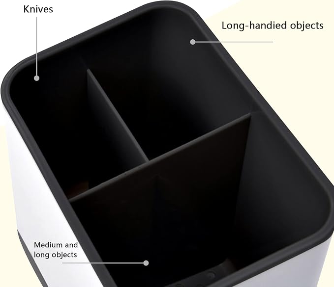 Utensil Holder Cutlery Drainer Sink Caddy, Chopsticks Holder Spoon Chopsticks Fork Drain Rack Basket Storage Holder Organizer Compartment Box (Black)