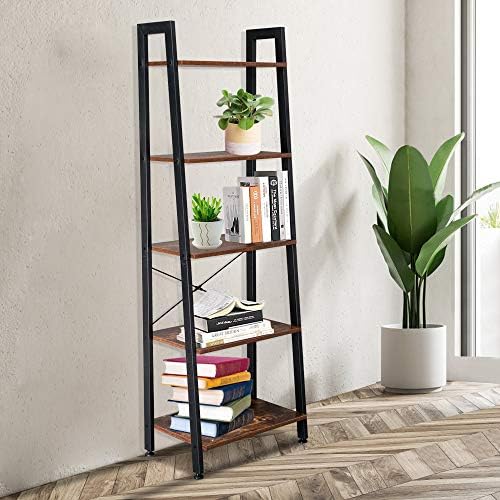 Standing Shelf Unit Wood Bookcase Storage Organizer 5 Tiers Bookshelf Rack for Living Room