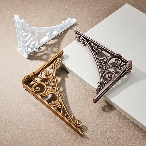 Khtumeware Shelf Bracket 10 Inch, Decorative Brackets for Shelving, Heavy Duty Vintage Ornate Shelf Bracket, Hardware In
