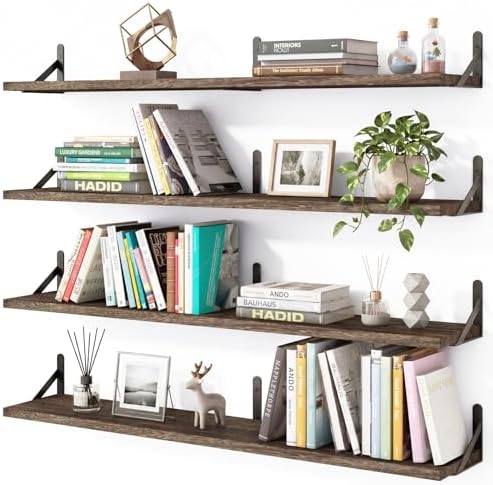 YGEOMER 35.4 in Floating Shelves for Wall Home Decor, Brown Set of 4