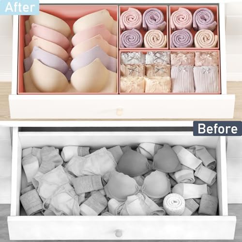 DIMJ Drawer Organizer Clothes - 28 Pack Baby Dresser Organizer for Nursery Closet Organization, Fabric Drawer Organizer Bins for Underwears Socks Bras, Foldable Storage Dividers for Bedroom