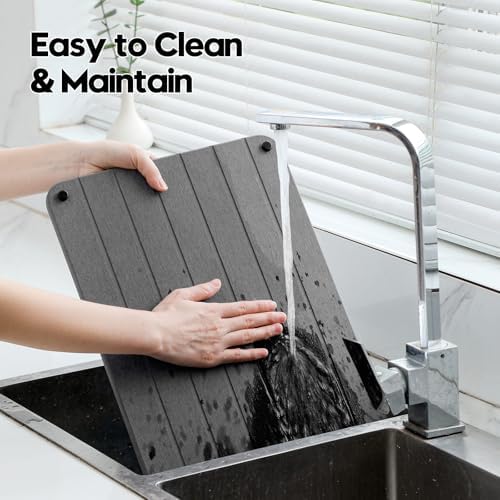 Razborci Stone Dish Drying Mat for Kitchen Counter, Water Absorbing Bathroom Tray Sink Organizer, Diatomaceous Earth Cou