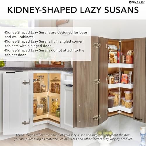 REV-A-SHELF Polymer Kidney-Shaped 1-Shelf Lazy Susan Shelf for Corner Base Cabinets (No Post Included)