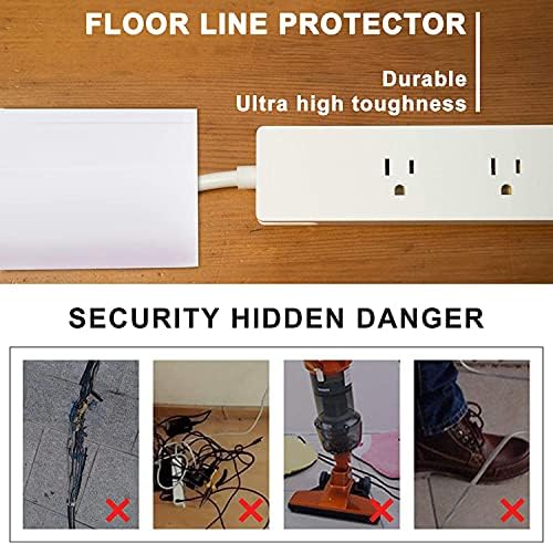 20Ft Floor Cord Cover Transparent Silicone Cable Protector Easy to Install Wire Organizer and Hider for Home, Office, Ga