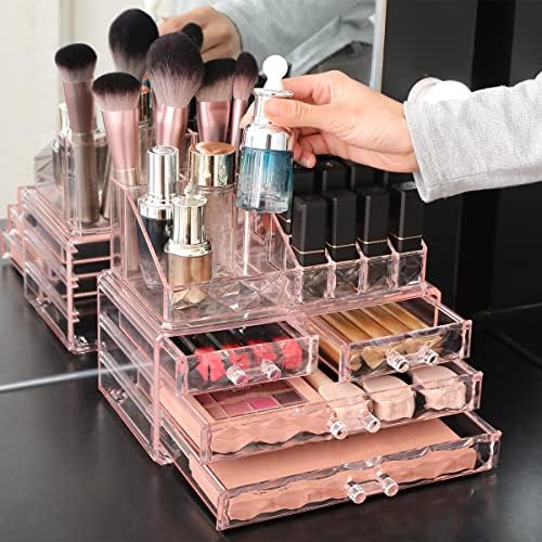 ZHIAI Stackable cosmetic organizer with drawers, easy to organize cosmetic products accessories Suitable for vanity, toi