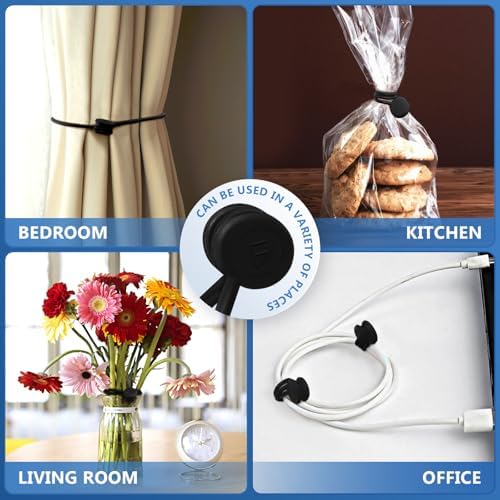 Magnetic Cable Ties – Reusable Silicone Magnetic Cord Organizers for Bundling, Fridge Clips, Book Markers & More – Assor