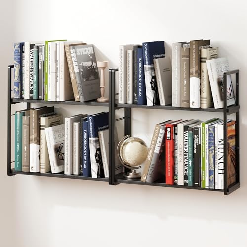 2-Layer Wall Bookshelf for Book Storage, Floating Book Shelves for Wall, Space Saver, 16in Stud Hanging Books helf, Beds