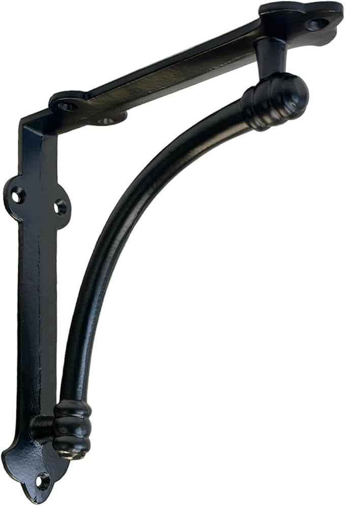 NACH Decorative Shelf Brackets, 4 Pack of 7.25 x 1.6 x 7.25 inch Black Cast Iron Shelf Brackets - Decorative Brackets for Mounting - Industrial Style Brackets - Slim Version - AD-90-064M