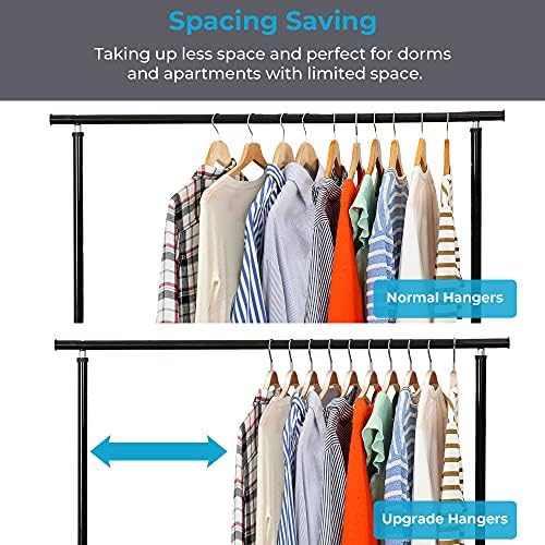 JS Hanger Lightweight Non Slip Wooden Hangers - 10 Pack Heavy Duty Wood Coat Hangers with Soft Stripes for Camisole, Jacket, Dress Clothes, Sweater, Natural Finish