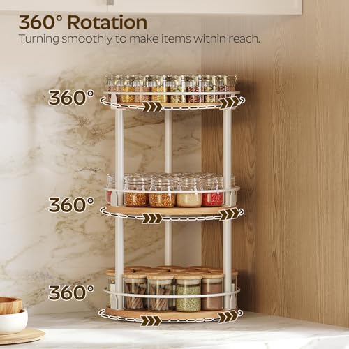 YATINEY 3-Tier Lazy Susan Organizer, Rotating Spice Rack, Spinning Organizer, Industrial Turntable Spice Rack Organizer 