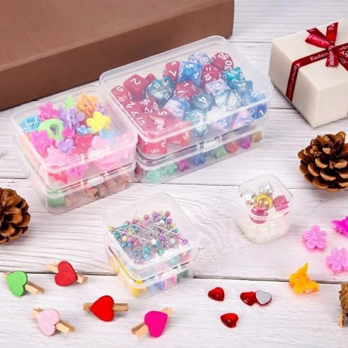 SATINIOR 24 Pcs Small Clear Plastic Container Box, 3.3 x 3.3 x 1.2 in