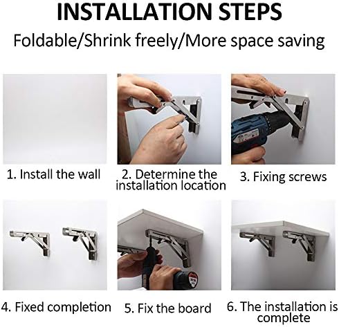Storystore Folding Shelf Brackets - 18 Inch Heavy Duty Stainless Steel Collapsible Shelf Bracket for Bench Table, Space 