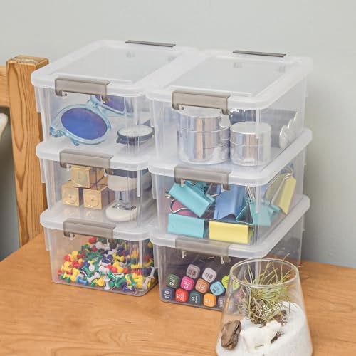 8Packs 1.3Qt Small Storage Bins with Lids,Stackable Clear