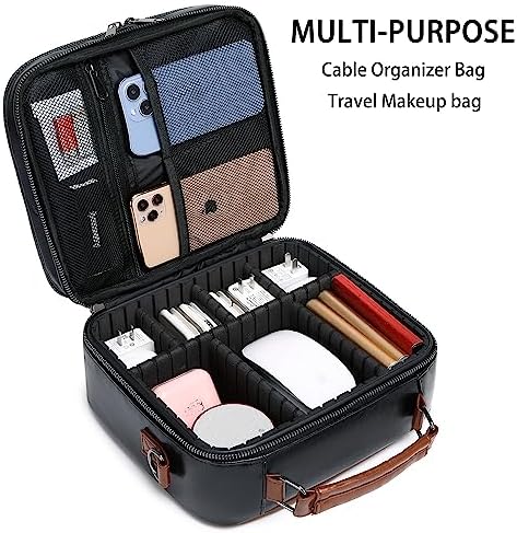 KYALOU Electronics Travel Organizer, Large Electronic Accessories Cable Case with Adjustable Dividers, Waterproof Tech S
