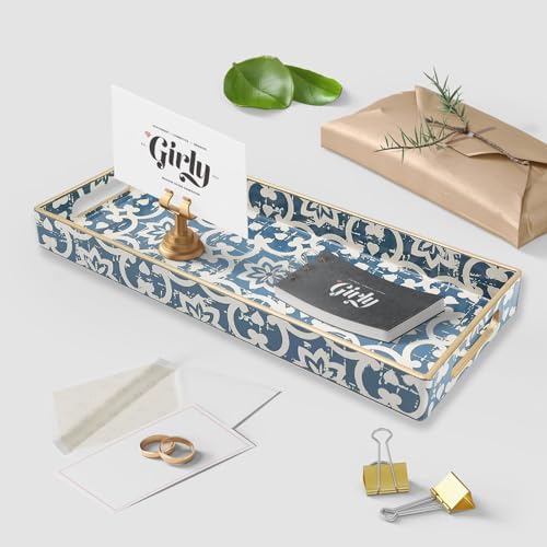 Bathroom Vanity Tray for Countertop, Small Plastic Toilet Tank Tray Versatile Storage & Organization Tray for Makeup, Pe
