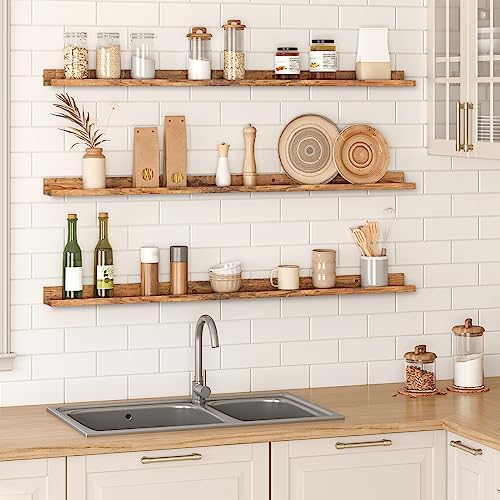 HOOBRO Floating Shelves, Wall Shelf Set of 3, 47.2 Inches Hanging Shelf