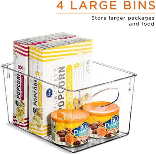 Sorbus Set of 8 Clear Fridge Organizers - Refrigerator & Pantry Bins for Organizing Food - 2 Different Sizes with Handle