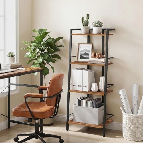 MAHANCRIS 4-Tier Book Shelf, Ladder Shelf, Bookcase, Ladder Shelving Unit