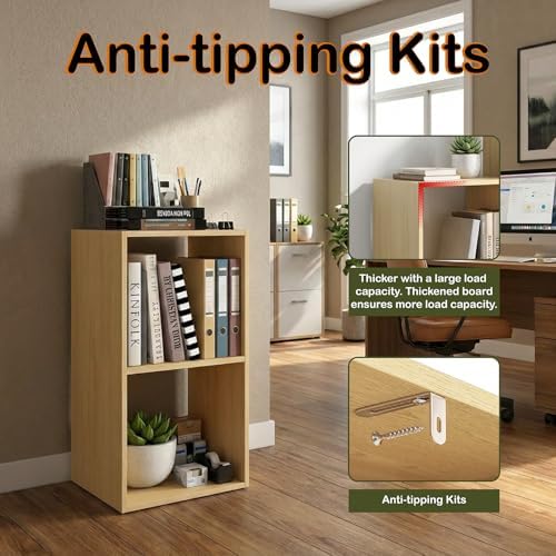 WannabeMyself【Easy Assembly】 2 Cube Storage Organizer with Anti-Tipping Kits,Reversible Open Back Book Shelf, Bookcase f