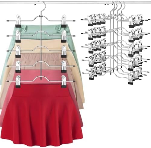 Pants Skirt Hangers with Clips 4 Pack 5 Tier