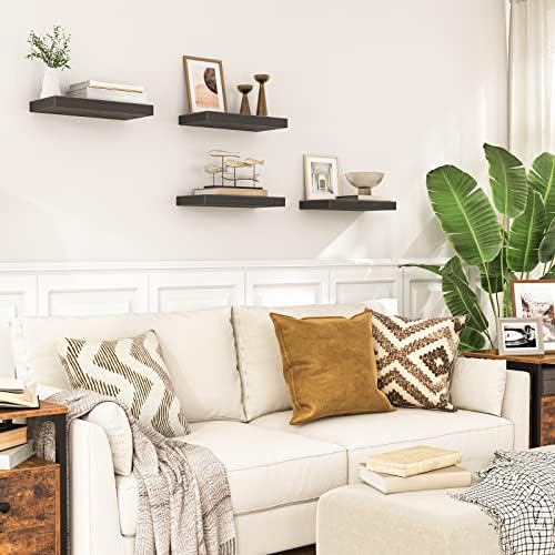 HOOBRO Floating Shelves for Wall, Wall Mounted Shelf Set of 2, 15.7" Hanging Shelf with Invisible Brackets, for Wall Dec