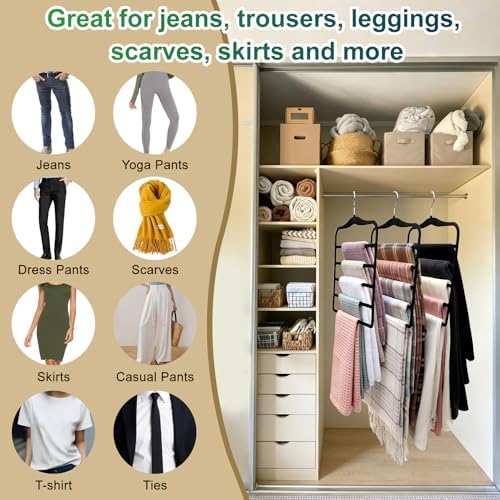 Closet Organizers and Storage, 3 Pack Velvet Pants-Hangers-Space-Saving
