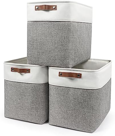 Bagnizer Large Fabric Storage Baskets | 50L Storage Bins, Decorative Linen Closet Baskets with Handles for Organizing, S