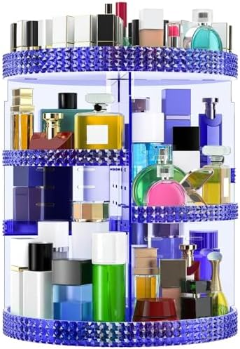 360 Large Rotating Makeup Organizer Countertop, Blue Acrylic Makeup Organizers, Organizador De Perfumes, 7 Layers Large 