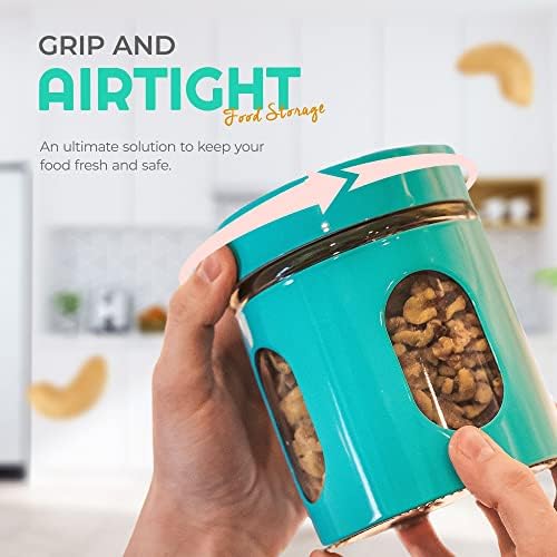 Venoly Stainless Steel Food Storage Canisters For Kitchen | 4 Piece Set of Airtight Kitchen Canisters | BPA-Free and Foo