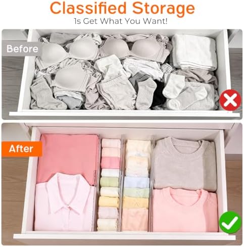4 Pack 4" High Drawer Dividers for Clothes, 10.2"-16.5" Expandable