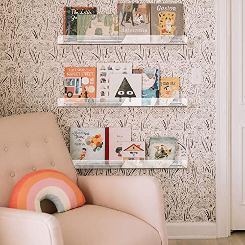 2 Pack 36 Inch Clear Acrylic Kids Wall Bookshelves,Display Rack