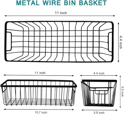 SheeChung Hanging Wall Wire Baskets, Portable Metal Wall Mount Basket