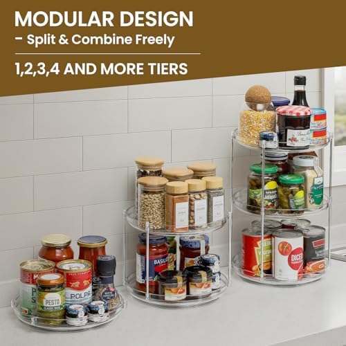 2 Set 2 Tier Clear Acrylic Lazy Susans, Non-Skid Turntable Organizer, 10''