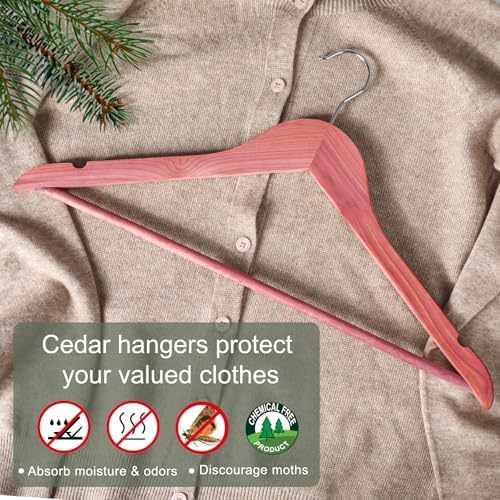 TOPIA HANGER American Red Cedar Wooden Clothes Hangers for Closet 30 Pack