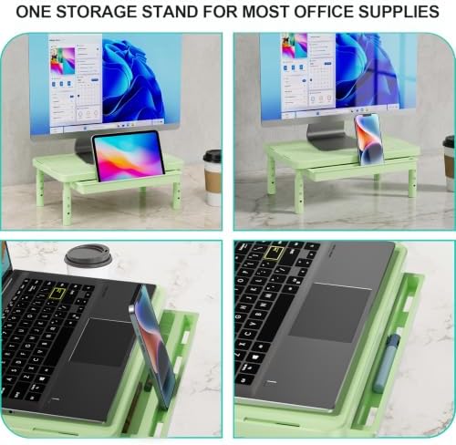 WALI 3 Height Adjustable Computer Monitor Stand with Storage, up to 44 lbs
