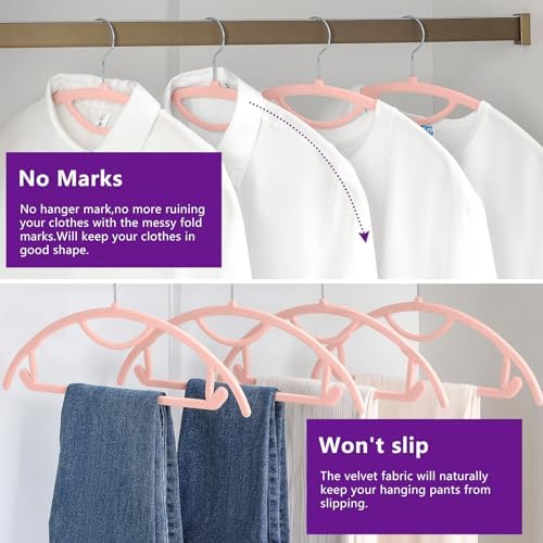 MIZGI Premium Velvet Hangers 50-Pack,No Shoulder Bump Hangers W/Tie Bar Ultra Thin Space Saving Non Slip Hanger Heavy Duty Felt Rounded Clothes Hanger for Sweaters,Coat,Jackets,Pants,Shirts